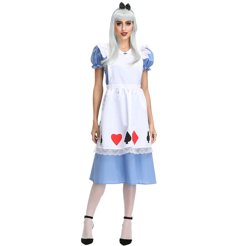 

Бесплатная доставка, горячая Распродажа, костюмы Alice In платье из «страны чудес» Maid для косплея, фантазии, карнавала, Хэллоуина для женщин