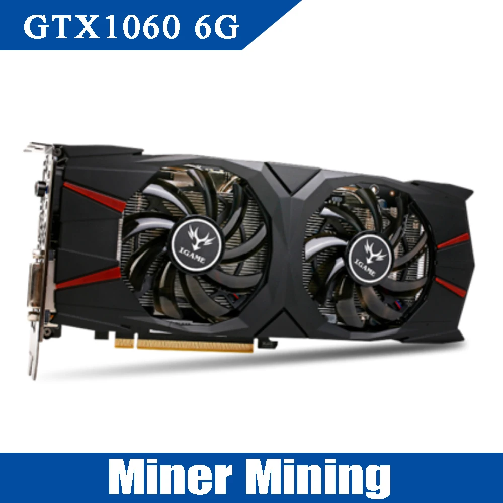 Шахтер горнодобывающей gtx1060 6 г игровой видеокарты ГБ/192bit/GDDR5/8000 мГц/1506 1708 мГц/DVI +