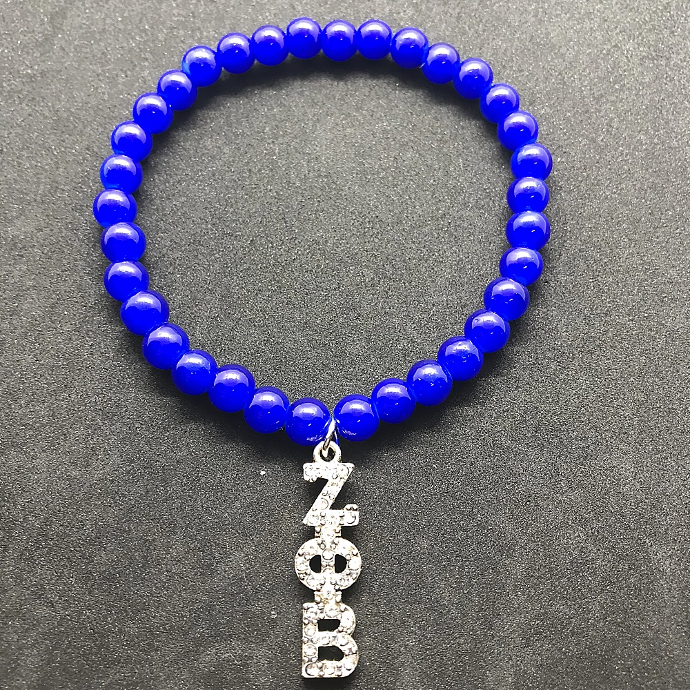 Мода Кристалл инкрустация греческая буква ZPB металлический кулон браслет zeta Phi Beta sorority society браслет из бисера