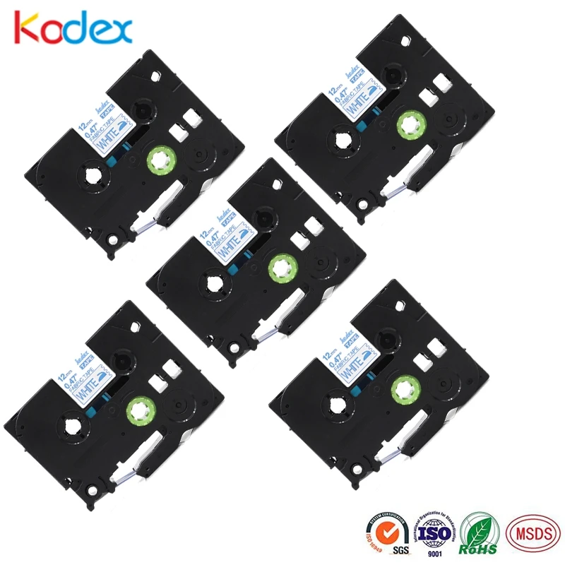 Kodex 5 шт. 12 мм тканевая этикетка совместима с Brother TZe-FA3 TZeFA3 железная лента
