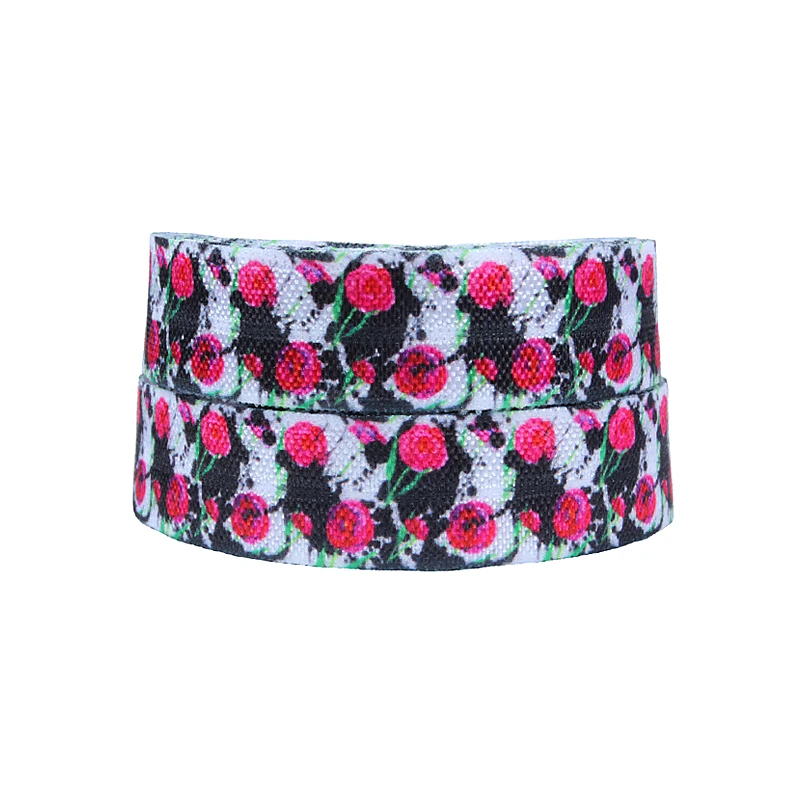 FLRA Elastic(100 ярдов/партия) Лента Флора оптом черный цветок розы Складывающийся