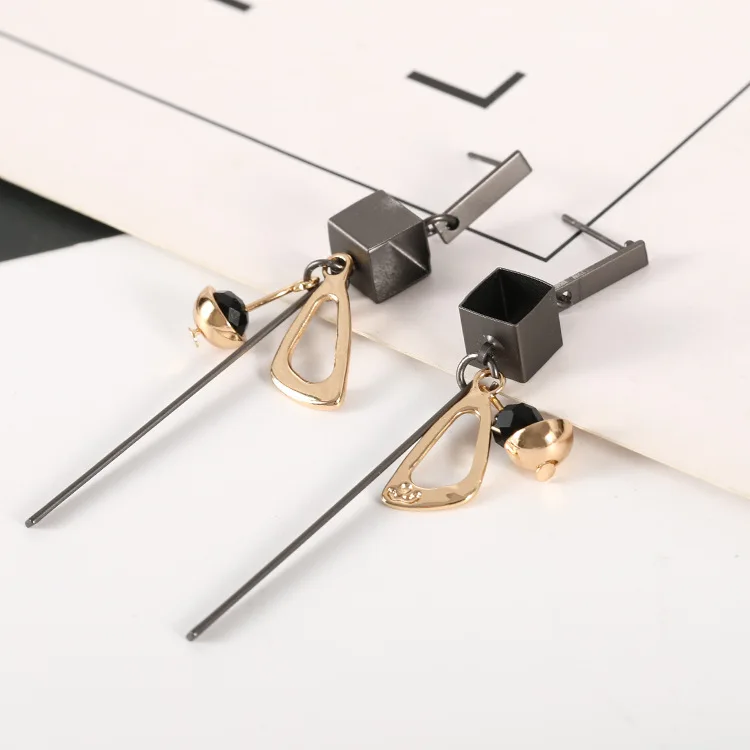 New Punk Style Geometric Square Triangle Metal Drop Earrings Long Tassels for Women Gifts Night Club Bar Jewelry Bijoux | Украшения и