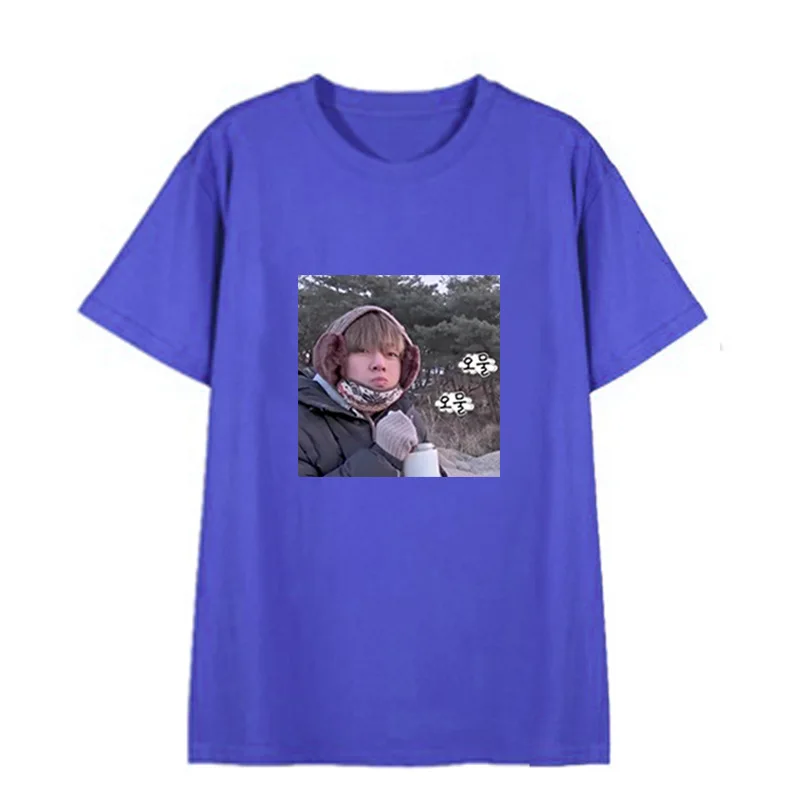 Dark Blue Kpop EXO GOT7 jin suga, футболка с короткими рукавами, футболка с короткими рукавами для мужчин и женщин, хлопковая Футболка k-pop, harajuku, топы k pop, лето - Цвет: Dark Blue