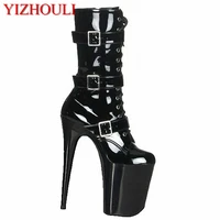 20cm high heels bridal wedding shoes evening stiletto heel 8in round toe boots high heel dress party ankle boots