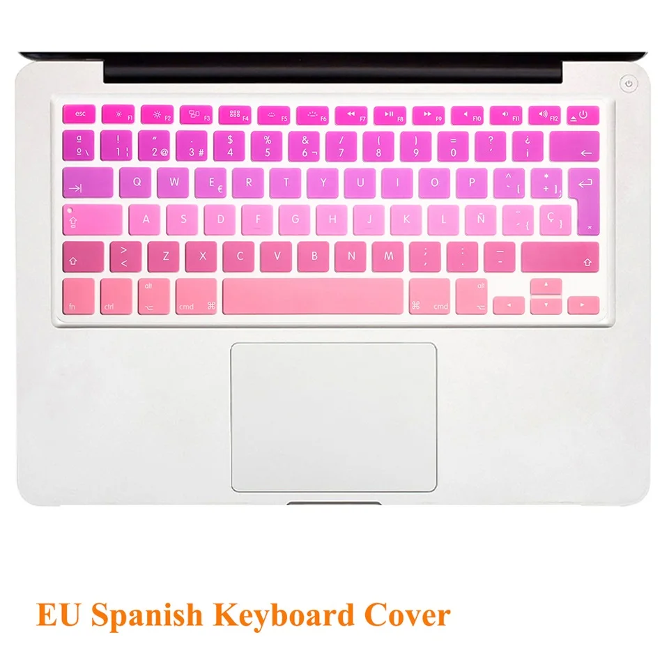 Gradient Pink Градиент Омбре цвета ЕС макет клавиатуры наклейки для Apple Macbook Pro 1" 15" 1" retina/Macbook Air 13 крышка клавиатуры испанский - Цвет: Gradient Pink
