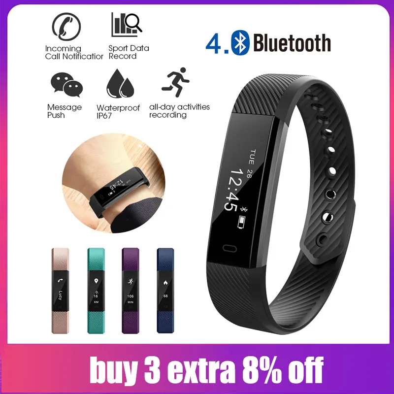 Veryfit ID115 Часы Bluetooth измеритель движения шаг Смарт часы силиконовые спортивные