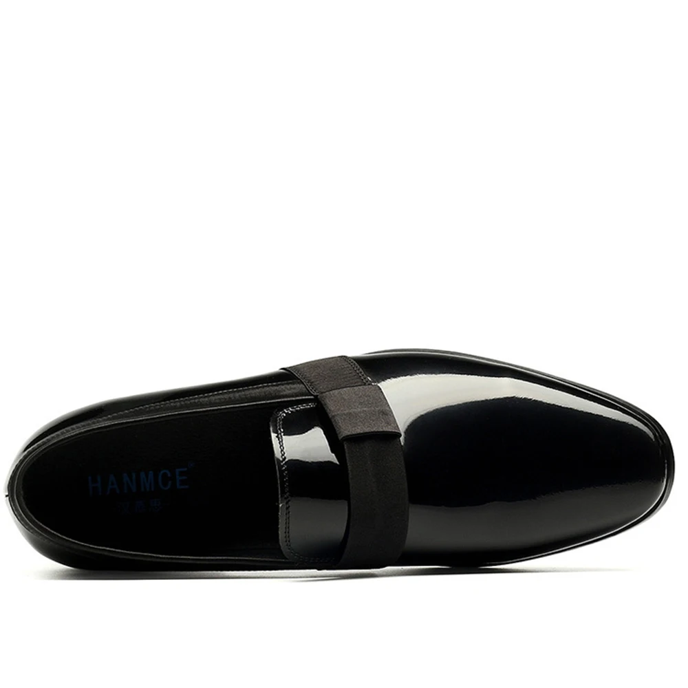 HANMCE mens patent leather black loafer fashion shoes glossy italian shiny dress slip on suits men new | Мать и ребенок