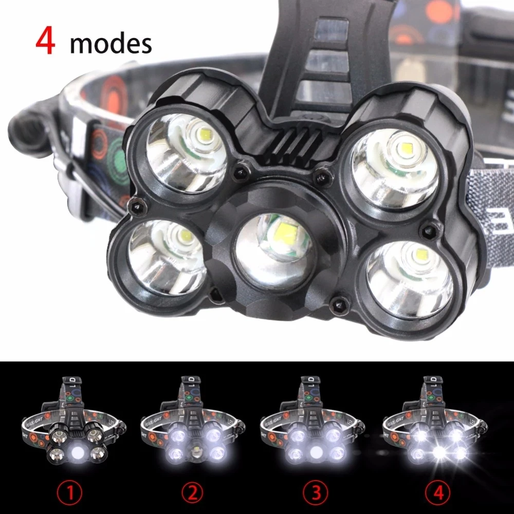 

PANYUE 10PCS High Power 5000LM LED Headlamp Head Lamp USB Rechargeable Zoomable Headlight Head Flashlight Torch SOS Whistle