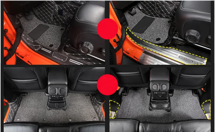 Lsrtw2017 волокна кожи провода петли салона автомобиля коврик для jeep wrangler JL