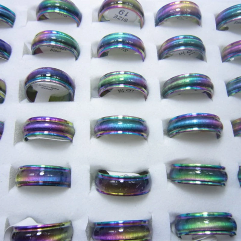 36 шт./компл. Радужное кольцо оптовая продажа женские кольца из нержавеющей стали