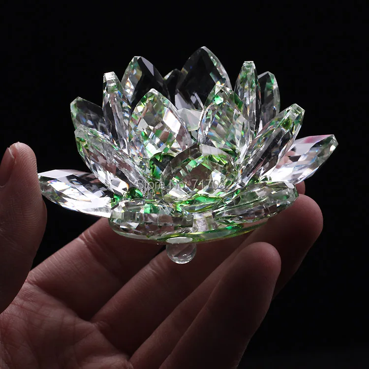 85 мм Зеленый кварцевый кристалл стеклянный цветок лотоса искусственные