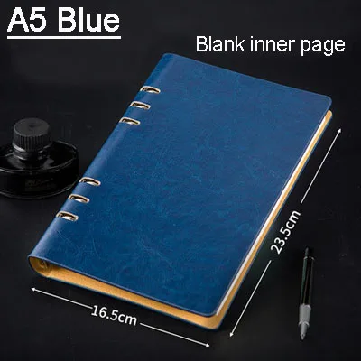 A5 Blue Записная книжка в форме листа A6A5B5A4 чистая белая бумага простой бизнес-блокнот Пользовательский логотип искусственная кожа надпись подарок - Цвет: A5 Blue