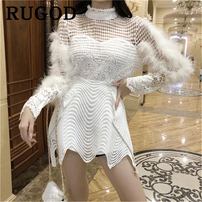 RUGOD Сексуальная кружевная открытая женская блузка винтажная Лоскутная Дамская