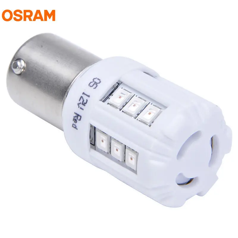 Лампа Ксеноновая OSRAM СВЕТОДИОДНЫЙ P21 7456R P21W 12V 3W красный светодиодный расклинивающий Стандартный Авто Противотуманные огни OEM спереди/сзади сигнал поворота светильник хвост/остановка светильник пара