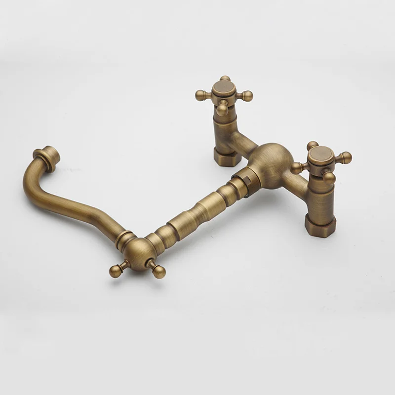 Бесплатная доставка Античный кухонный кран двойной держатель настенный