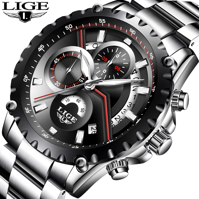 Relogio Masculino для мужчин часы LIGE Модные полые Дизайн Спорт водостойкие кварцевые все