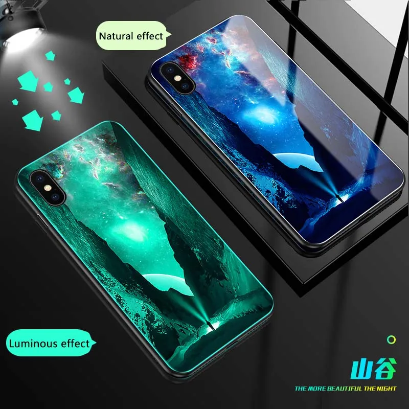 Бабочка оборотень чехол в виде светящегося стекла для iphone 11 Pro 6 7 8 Plus Роскошная стеклянная задняя крышка для iphone X XS MAX XR чехол для телефона s