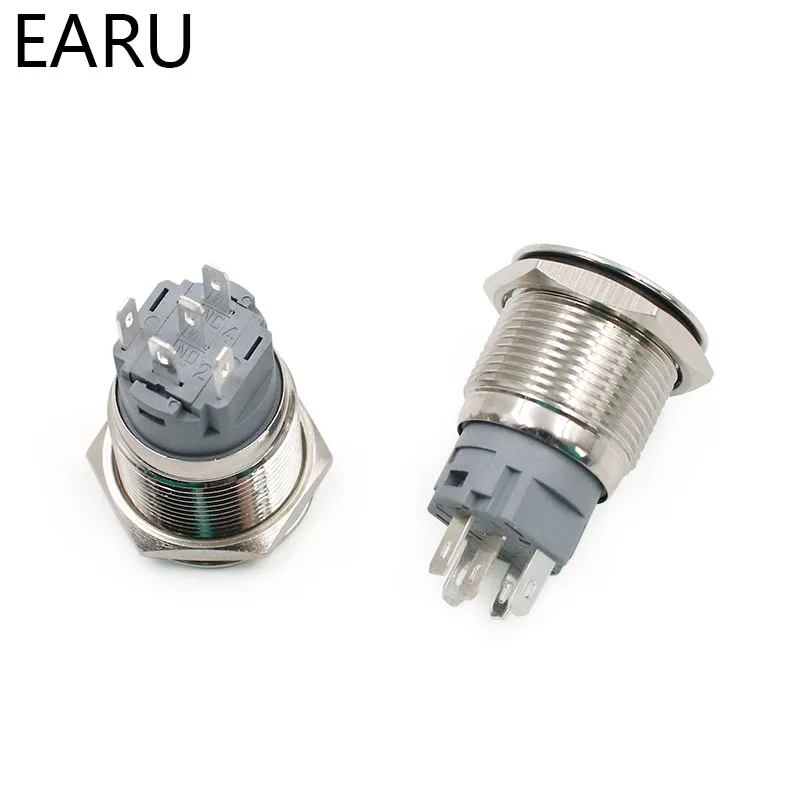 Новый тип 19 мм водонепроницаемый выключатель без фиксации из нержавеющей стали