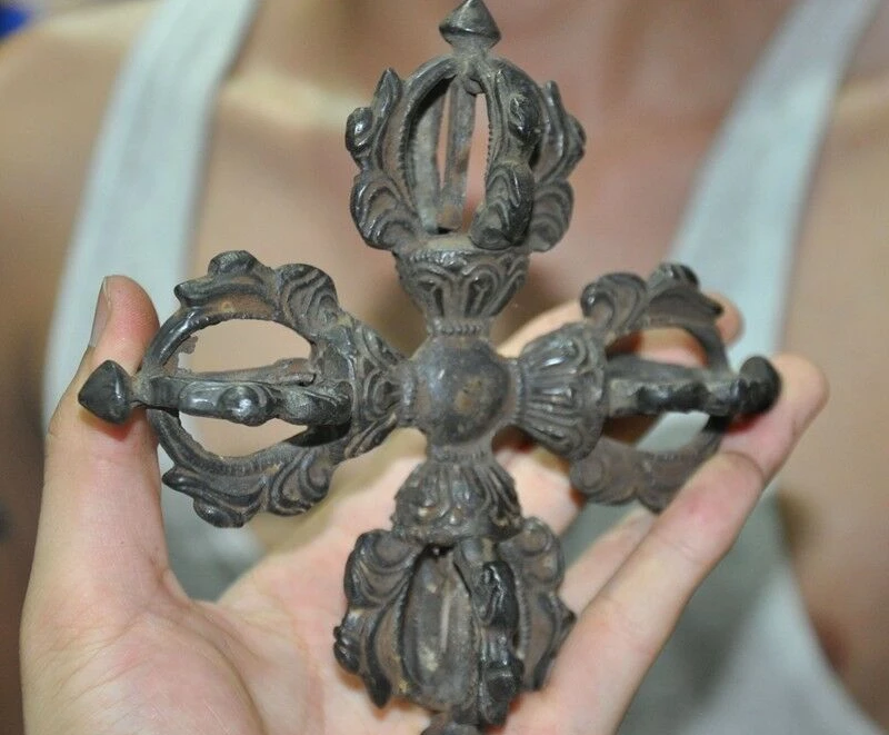 Старый тибетский буддизм бронзовый Phurpa Dorje Pestle Vajra Talismans FaQi|Статуи и скульптуры| |