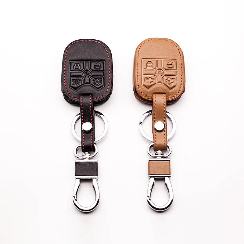 Genuine Car Leather Bag Remote Control Key Chain Cover Case For Ford Explorer Auto Transponder 5 Buttons wallet | Автомобили и