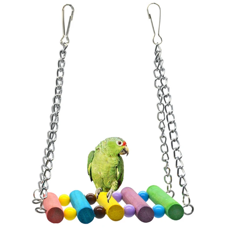 

1 pcs Colourful Pet Hamster Parrots Chewing Biting Toys Swing Hammock Bird Cage Stand Random Colours Wooden + metal fitting toys
