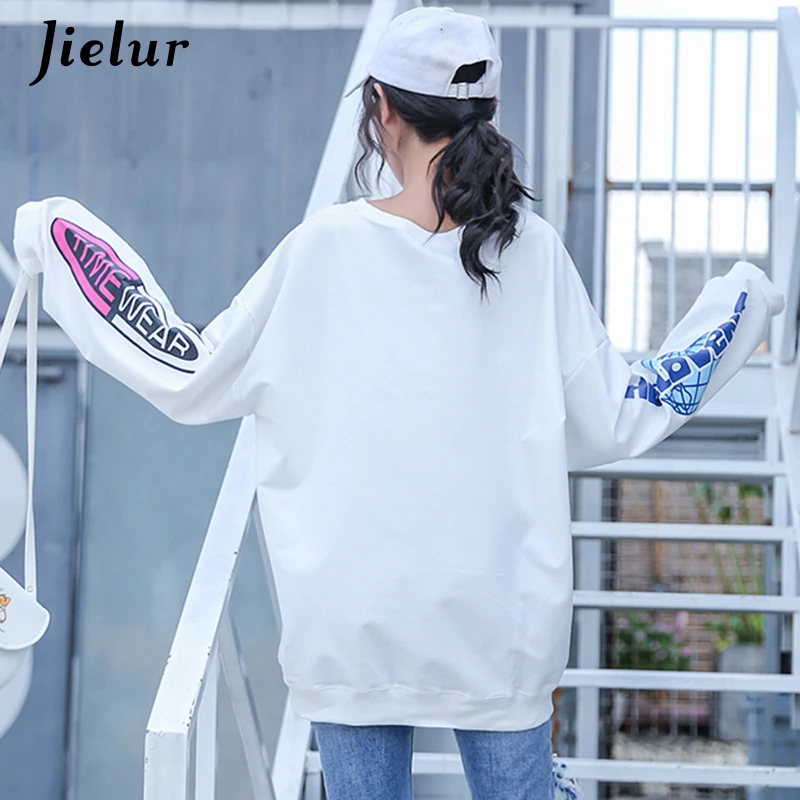 Jielur женские толстовки 2019 Мода корейский Harajuku флисовая женская Толстовка