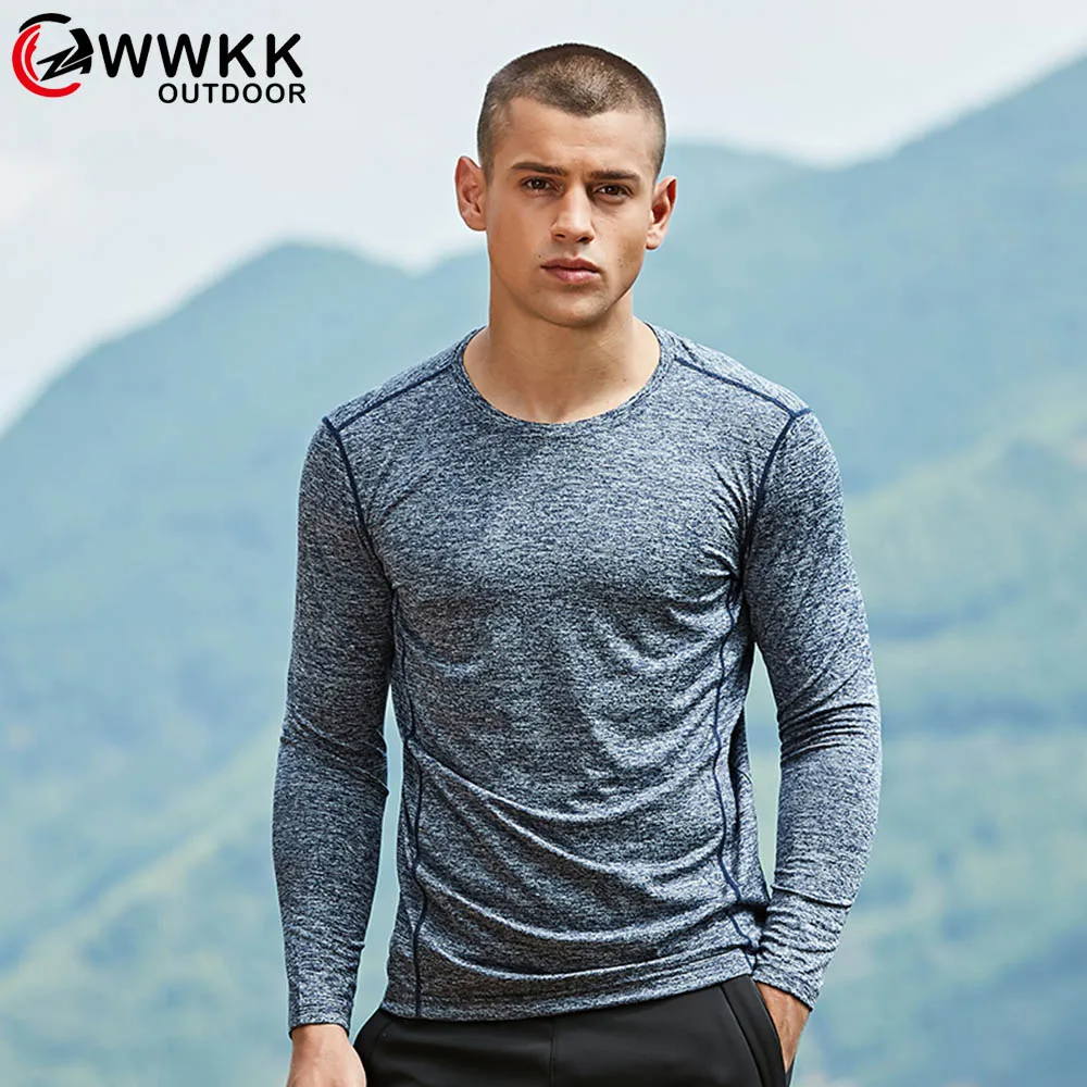 Gray blue(Men) Весенне-осенняя Мужская/женская футболка с длинным рукавом для походов, колготки, топы, быстросохнущие футболки, футболки для альпинизма, кемпинга, тройники для спорта на открытом воздухе - Цвет: Gray blue(Men)