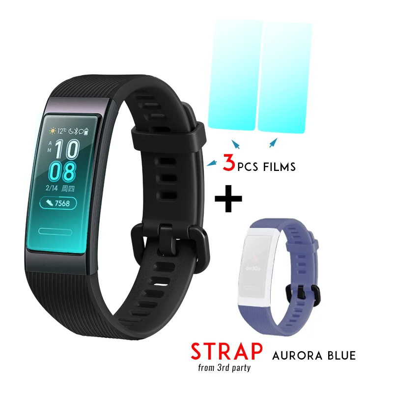 BLK film aurora blue huawei Band 3/Redmi 3 Pro Smartband металлический каркас, активно-матричные осид, полный Цвет Дисплей сенсорного экрана Плавание ход сердечного ритма Сенсор сна - Цвет: BLK film aurora blue
