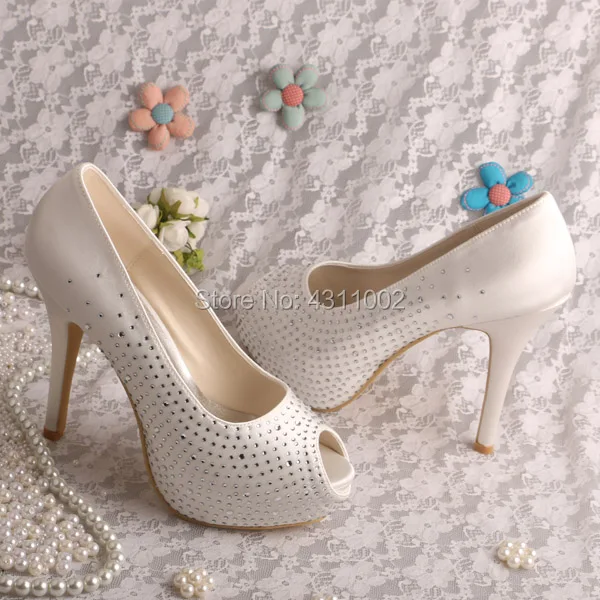 

Peep Toe Bridal Shoes Crystals Peep Toe Women Very High Heel Wedding Shoes