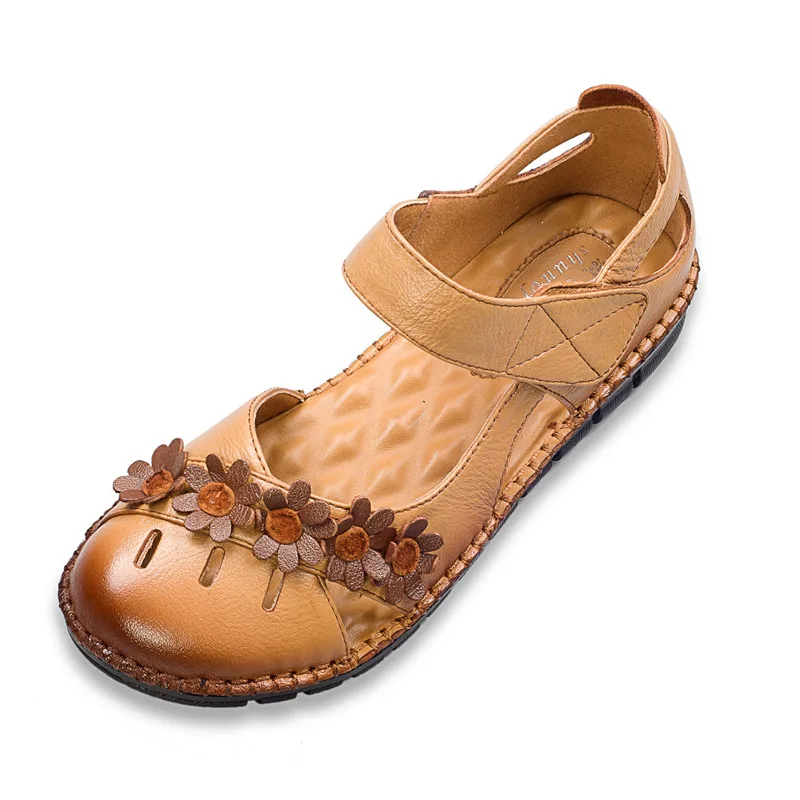 Tideway/Винтажные летние сандалии ручной работы женская обувь на плоской подошве