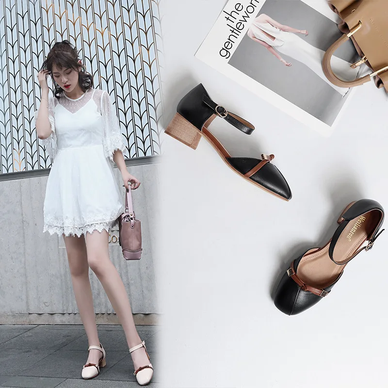 Сандалии женские с закрытым носком пляжные шлепанцы квадратным бантиком низкий