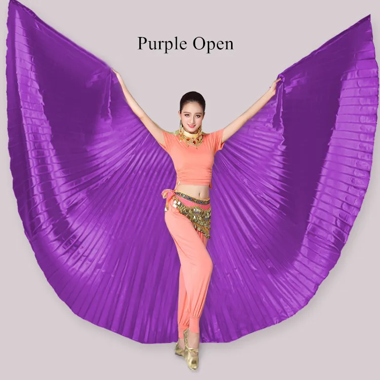 Purple Open Лидер продаж, недорогой женский профессиональный костюм для танца живота, золотые крылья Isis, без палочки, 360 градусов, открытые крылья Isis, большой размер - Цвет: Purple Open