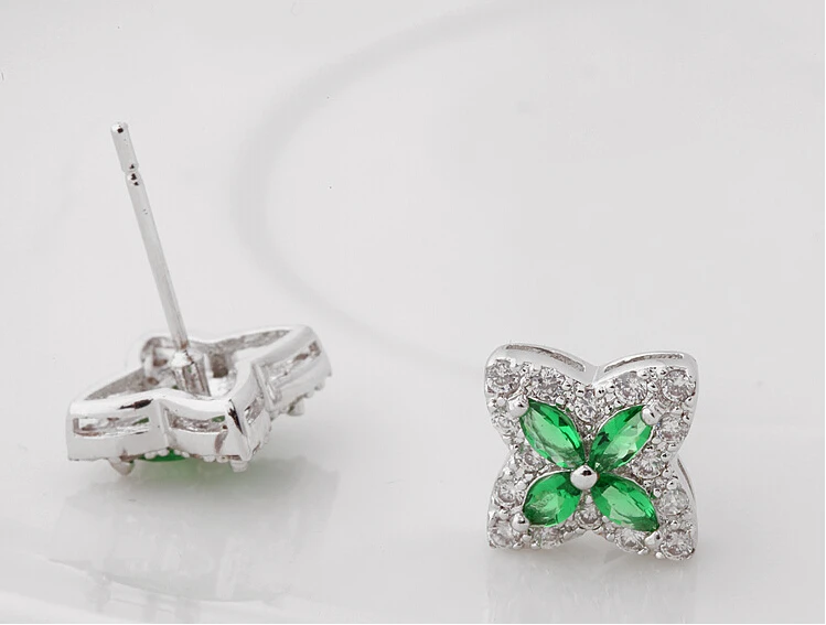 Fashion Hot Women'S Flower Shape Zircon Inlay Jewelry Platinum Plated Stud Brand Earrings New Free Shipping | Украшения и