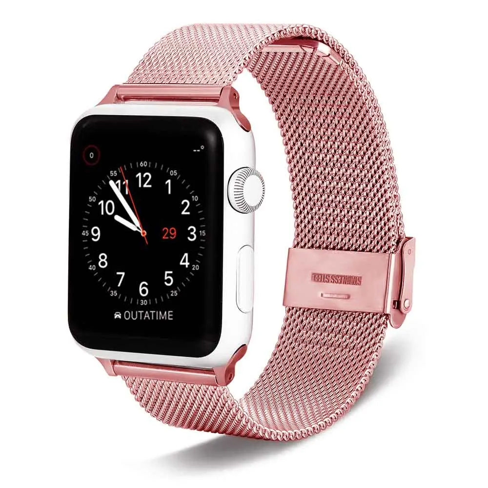 pinkgold Для Apple Watch band 38/40 42/44 Apple Milanes ремешок из нержавеющей стали браслет iwatch металлический ремешок серии 1 2 3 4 5 - Цвет ремешка: pinkgold