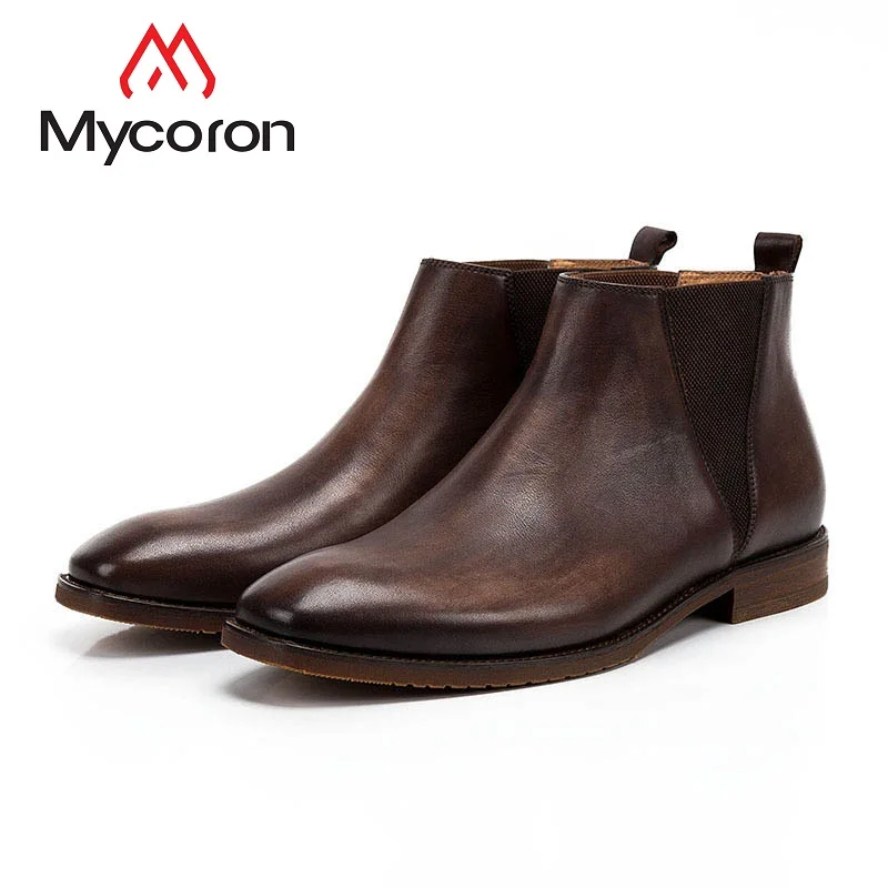 MYCORON/Новинка мужская обувь Челси без шнуровки роскошные дизайнерские кожаные