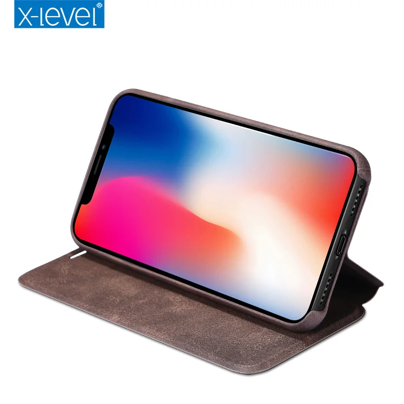X Level кожаный ультра тонкий флип чехол для телефона iPhone полный защитный книжка с