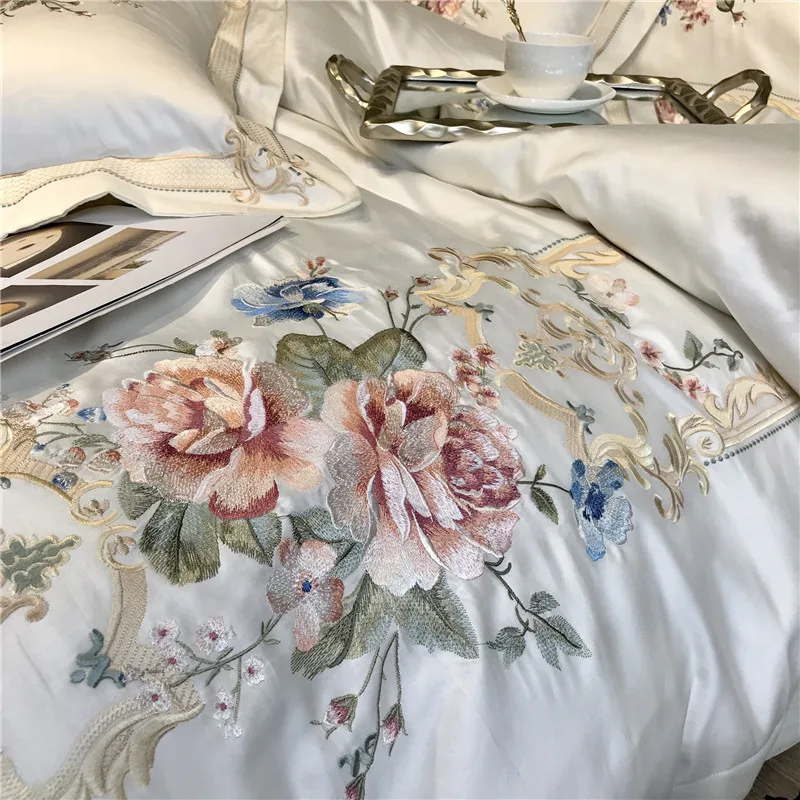 

Luxury embroidery Bedding Set King Queen Size 4/7pcs Bed Linen 1000TC egyptian Cotton Duvet Cover Bed Sheet Set Pillowcases