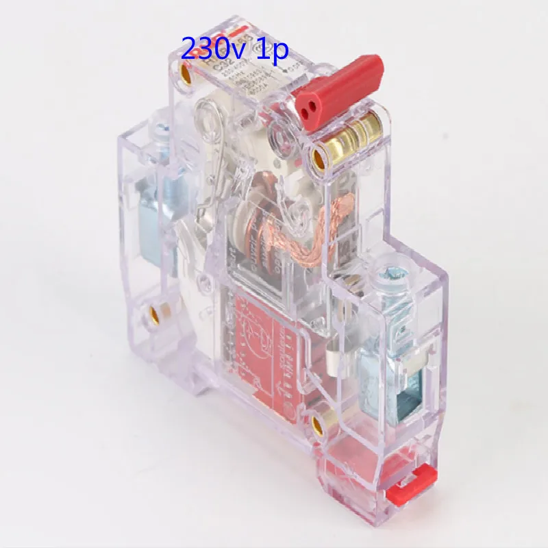 Прозрачный мини выключатель цепи 230v DZ47 2P 1P 10a 63a защита от перегрузки Бесплатная