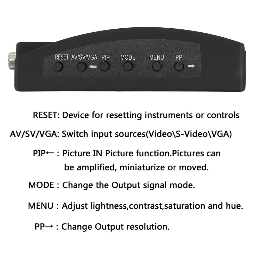Фото Переходник BNC в VGA, конвертер AV в VGA CVBS S, видео вход в ПК, адаптер VGA Out, переключатель для ПК, камера MACTV, DVD, DVR №5
