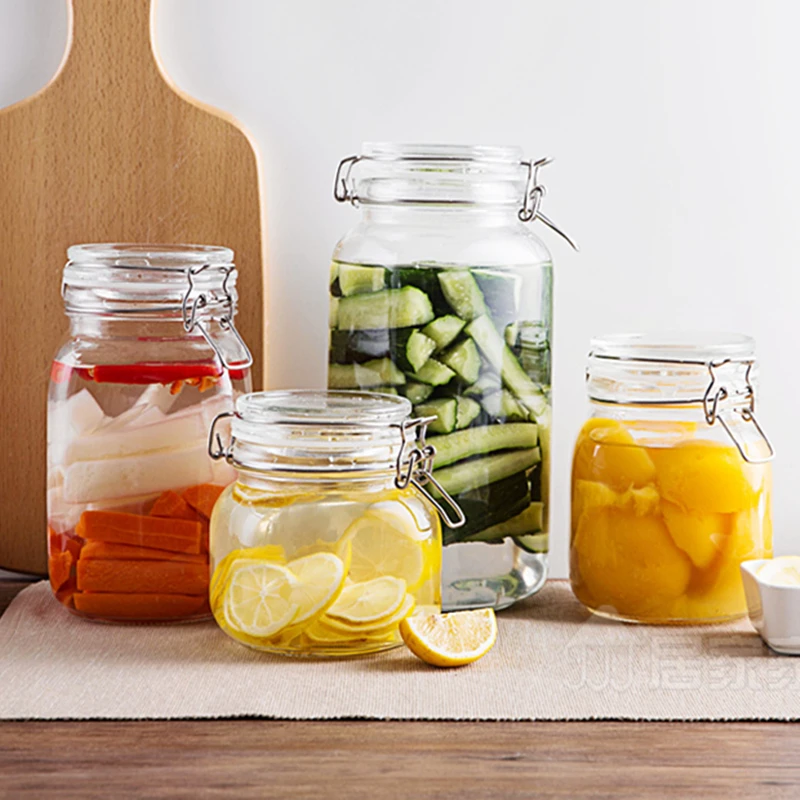 Mason Jar из нержавеющей стали Пряжка стеклянная бутылка для хранения еды кухонные