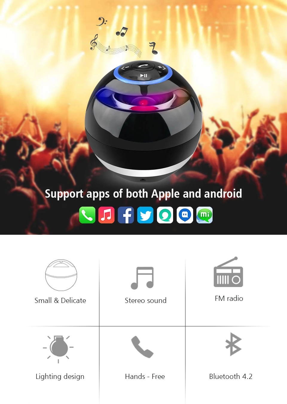 Портативный Bluetooth Динамик Колонка сабвуфера звук поле светодио дный свет с микрофоном TF карта fm-радио Беспроводной Динамик для iPhone Xiaomi
