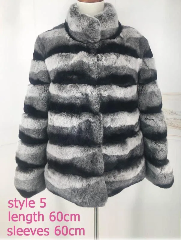 style 5 Большая распродажа оптом Шиншилла рекс мех кролика пальто из натурального меха с теплым стоячим воротником модные короткие куртки для женщин зима - Цвет: style 5