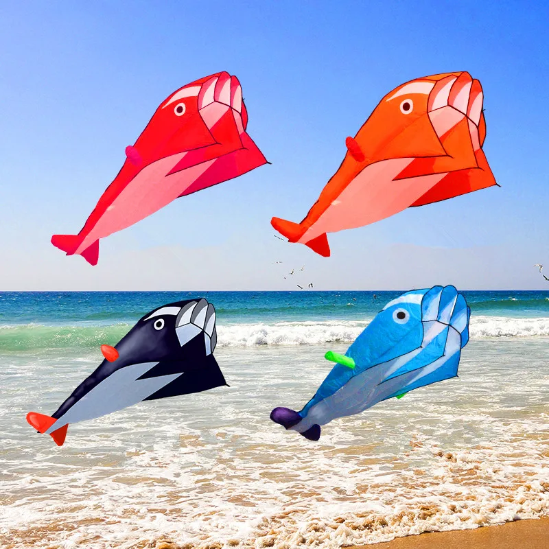 

free shipping large dolphin kite nylon ripstop fabric kite line animated kites fishing inflatable kite outdoor toy Parafoil