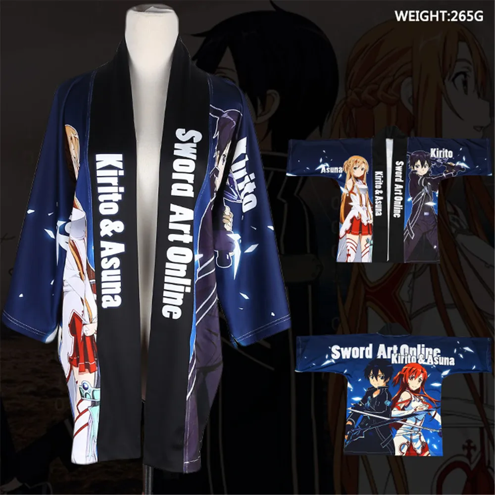 Японские Модные мужские и женские повседневные кимоно Haori Sword Art Online Kirigaya Kazuto Kirito