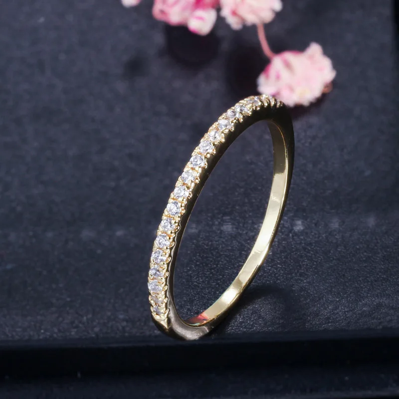 1 pcs gold color CWWZircons 3 тонов цвет Высокое качество микро Pave CZ OL брендовые ювелирные изделия Модные кубический цирконий обручальное кольцо для женщин R094 - Цвет основного камня: 1 pcs gold color