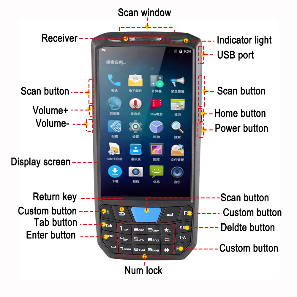 PDA wifi Портативный смартфон беспроводной считыватель RFID для отслеживания файлов