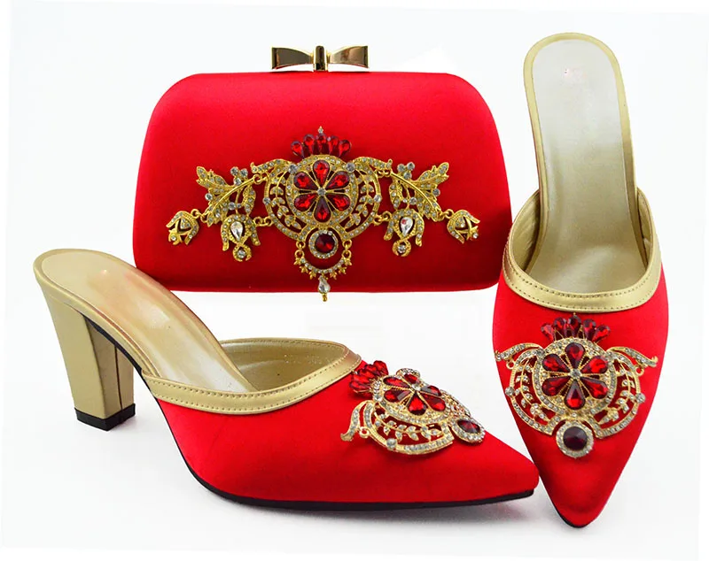 Комплект из обуви и сумки красного цвета для свадьбы комплект в африканском
