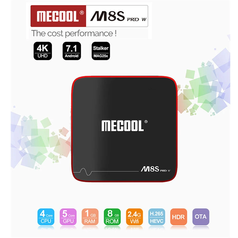 ТВ бокс MECOOL M8S PRO W Android 7 1 Amlogic S905W 1GBRAM 8GBROM 2 4G wifi HD 0 4K x 2K пульт дистанционного