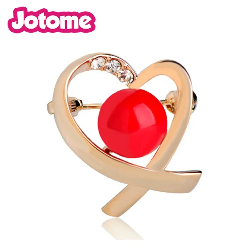 

50 Pcs/Lot Customize Jewelry Variety Color Breast Cancer Awareness Pin Gold Stone Ribbon Heart Enamel Brooch