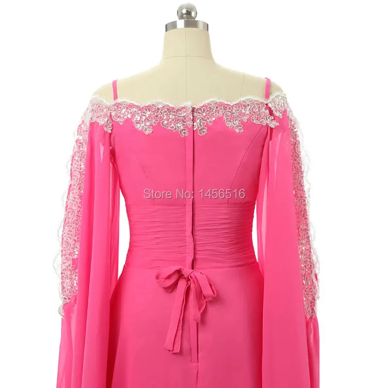 Мусульманское женское платье с длинным рукавом и аппликацией в пол шифоновое